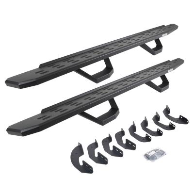 RB30 Running Boards with Mounting Brackets & 2 Pairs of Drops Steps Kit Textured Black 2007-2021 Toyota Tundra Extended Cab Go Rhino