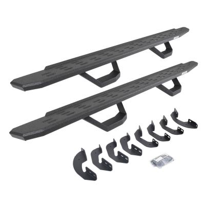 RB30 Running Boards with Mounting Brackets & 2 Pairs of Drops Steps Kit Protective Bedliner Coating 2007-2021 Toyota Tundra Extended Cab Go Rhino