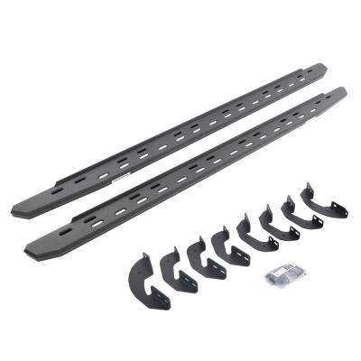 RB30 Slim Line Running Boards with Mounting Bracket Kit Textured Black 2007-2021 Toyota Tundra Crew Cab Go Rhino