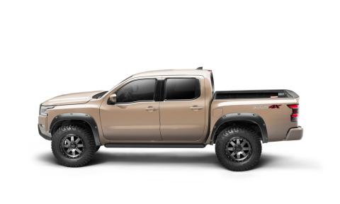 Black Pocket/Rivet Style Smooth Finish Rear Fender Flares For 22-26 Nissan Frontier Bushwacker