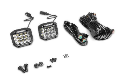 Go Rhino Bright Series Lights Pair of 4x3 Sideline Cube LED Spot Light Kit Black Go Rhino