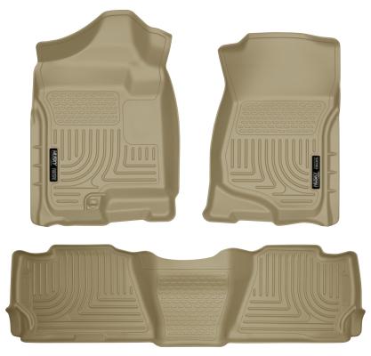 Weatherbeater Front & 2nd Seat Floor Liners For 2007-2014 Escalade/Tahoe/Yukon Tan Husky Liners