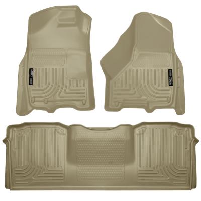 Weatherbeater Front & 2nd Seat Floor Liners For 2010-2018 Ram 2500/3500 Tan Husky Liners