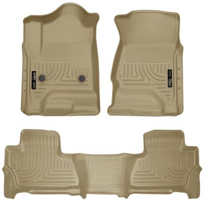 Weatherbeater Front & 2nd Seat Floor Liners For 2015-2020 Tahoe/Yukon Tan Husky Liners
