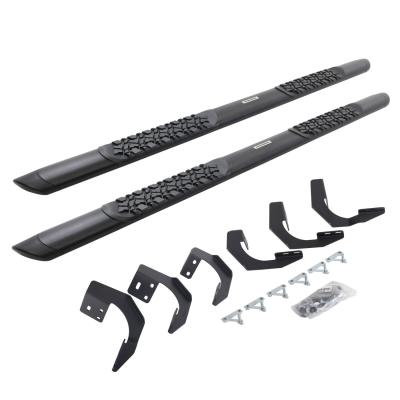 V3 Series Aluminum 5 Inch Elipse Side Steps with Mounting Brackets Textured Black 2015-2018 Ram 1500 Crew Cab Go Rhino