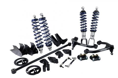 Front And Rear Coil-Over Lowering System For 2019-2024 Ram 1500 2WD 2 Inch Front / 4 Inch Rear Front Upper Control Arms Front HQ Coil-Overs Rear HQ Coil-Overs Mounting Brackets Panhard Bar And Sway Bar End Links Ridetech