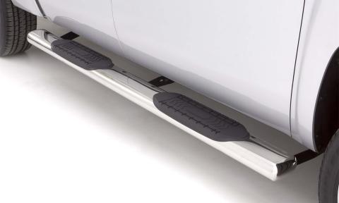 6 Inch Oval Straight Nerf Bars Polished Stainless 2019-2026 Silverado/Sierra 1500/2500/3500 Double Cab Lund