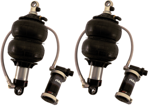 Front TQ Shockwaves 1000 Series W/ 2.9 Inch Stroke And 1.7 Inch Eye Pair Of Triple Adjustable Shock waves 6.5 Inch Dble Convoluted W/ 1/4 Inch Fittings, Bearing Spacers 1/2 Inch And 5/8 Inch 9.3 Inch X 11.6 Inch W/ A 10.5 -10.75 Inch Ride Height Ridetech