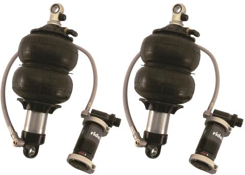 Front TQ Shockwaves 1000 Series W/ 3.6 Inch Stroke And 1.7 Inch Eye Pair Of Triple Adjustable Shock waves 6.5 Inch Dble Convoluted W/ 1/4 Inch Fittings And Bearing Spacers 1/2 Inch And 5/8 Inch 10 Inch X 13 Inch W/ A 11.5 -11.75 Inch Ride Height Ridetech