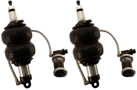 Front TQ Shockwaves 1000 Series W/ 3.6 Inch Stroke, 2 Inch Stud Pair Of Triple Adjustable Shock waves 6.5 Inch Double Convoluted W/ 1/4 Inch Fittings And Bearing Spacers 1/2 Inch And 5/8 Inch 10.3 Inch X 13.3 Inch W/ A 11.75 -12 Inch Ride Height Ridetech