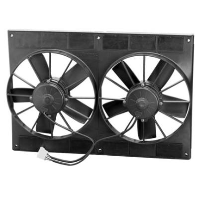 Electric Fan Dual 11.00 Inch Electric Fan Puller Style High Performance 2720 CFM 5 Paddle Style Blades Spal