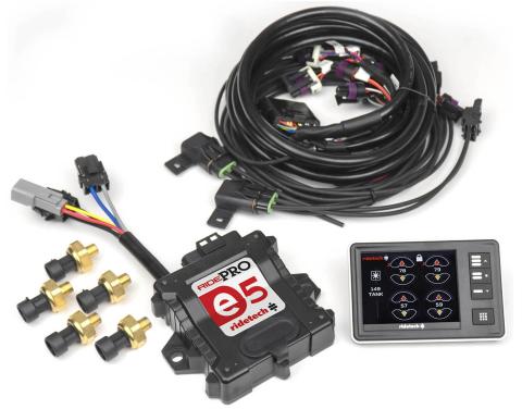Bigred Ridepro E5 Air Suspension Control System W/ 5 Gallon Tank 2 Air Compressors 5 Gallon Tank Bigred Electric Valve Touch Screen Display Ecu Pressure Sensors Wiring Harness 1/4 Inch Airline And Fittings Ridetech