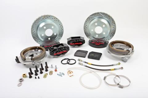 Brake System 12 Inch Rear SS4 with Park Brake Black Buick/Olds/Pontiac 10/12 Bolt W/Flush Mount Bearing BAER Brakes