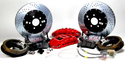 Extreme Plus Brake System Rear 60-87 Chevy/GMC C10 2WD Trucks W/OE Large Pattern 10/12 Bolt C-Clip (Bih) Housing Ends 5 Lug (5X5 Inch BC) Monster Green Baer Brakes