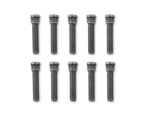 Competition Wheel Stud Set Press-In Style, 1/2-20 x 2-7/8 Inch Long, Stud Knurl Diameter .660 Inch (Hole Diameter .641 Inch). Grade-8 Steel with Black Oxide Finish. Set Of 10 Pieces Mr Gasket