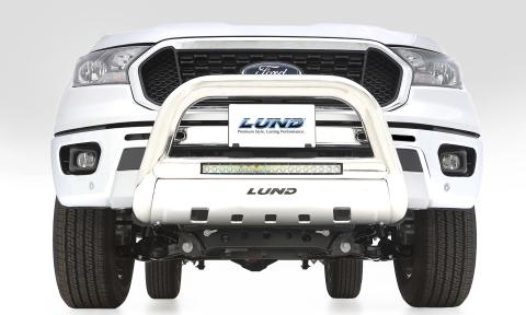 Bull Bar with LED Light Bar 3.5 Inch Oval Polished Stainless Steel 2011-2019 Silverado/Sierra 2500 HD/3500 HD Lund