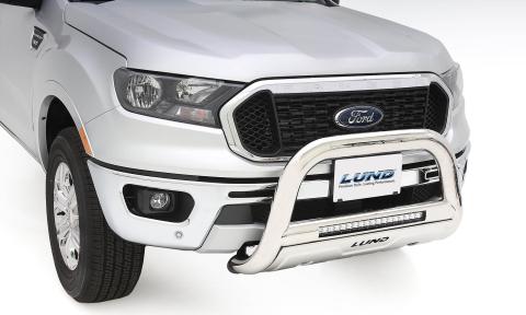 Bull Bar with LED Light Bar 3.5 Inch Oval Polished Stainless Steel 2016-2022 Toyota Tacoma Lund