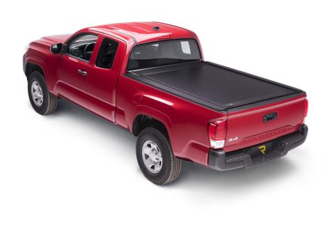 RetraxOne MX Retractable Tonneau Cover Matte One Piece Polycarbonate Finish 2016-2023 Toyota Tacoma Double Cab 5' Bed without Stake Pockets without Trail Special Edition Storage Boxes