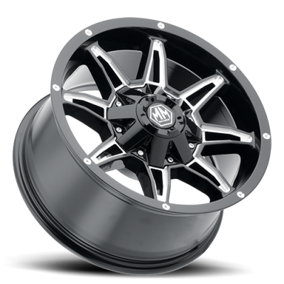 Mayhem Offroad Wheels Rampage 8090 BK 17x9 Milled Spokes Black 18 Off Set 8 Lug 5.71 BSM 124.1 Bore Cast Aluminum
