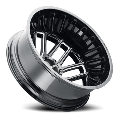 Mayhem Dually Wheels Cogent Dually 8107D 20x8.25 Outer Dually Milled Spokes Gloss Black -232 Off Set 8 Lug -4.51 BSM 121.3 Bore 165.1 Bolt Circle Cast Aluminum