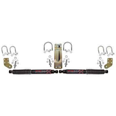 Black MAX Dual Steering Stabilizer Kit With Black Cylinders and Black Boots 2005-2023 Ford F250/F350 Super Duty Skyjacker