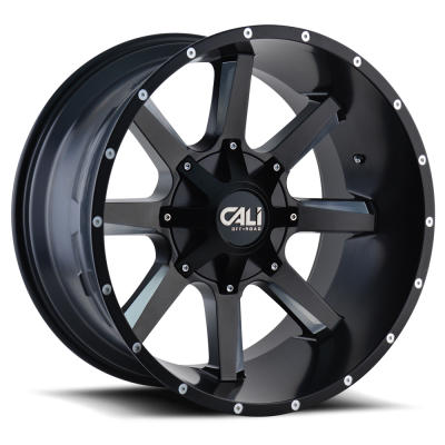 Cast Aluminum Wheels Busted 9100 SB 22x12 Milled Spokes Satin Black 8 On 180 Bolt Pattern -44 Offset Cali Offroad Wheels