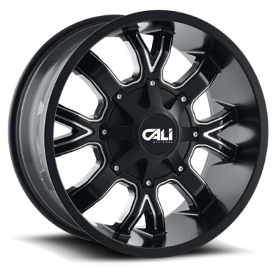 Cast Aluminum Wheels Dirty 9104 SB 22x14 Milled Spokes Satin Black 8 On 165.1/8 On170 Bolt Pattern -76 Offset Cali Offroad Wheels