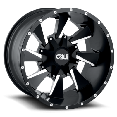 Cast Aluminum Wheels Distorted 9106 SB 22x12 Milled Spokes Satin Black 8 On 180 Bolt Pattern -44 Offset Cali Offroad Wheels