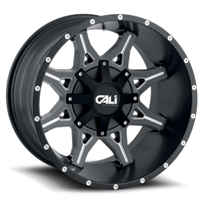Cast Aluminum Wheels Obnoxious 9107 SB 24x12 Milled Spokes Satin Black 8 On 180 Bolt Pattern -44 Offset Cali Offroad Wheels