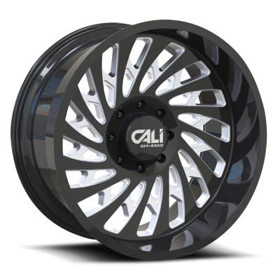 Cast Aluminum Wheels Switchback 9108 GB 20x10 Milled Spokes Gloss Black 5 On 139.7 Bolt Pattern -25 Offset Cali Offroad Wheels