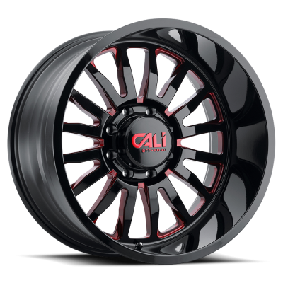 Cast Aluminum Wheels Summit 9110 GB-RD 22x12 Red Milled Spokes Gloss Black 5 On 139.7 Bolt Pattern -51 Offset Cali Offroad Wheels