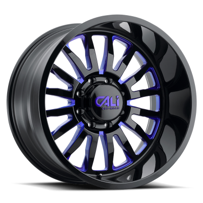 Cast Aluminum Wheels Summit 9110 GB-BL 24x14 Blue Milled Spokes Gloss Black 6 On 139.7 Bolt Pattern -76 Offset Cali Offroad Wheels