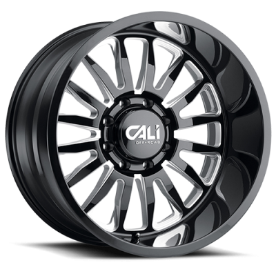 Cast Aluminum Wheels Summit 9110 GB-M 24x14 Milled Spokes Gloss Black 5 On 139.7 Bolt Pattern -76 Offset Cali Offroad Wheels