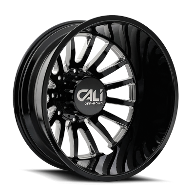 Dually Wheels Summit Dually 9110D GB 22x8.25 Milled Spokes Gloss Black 8 On 165.1 Bolt Pattern -232 Offset Cali Offroad Wheels