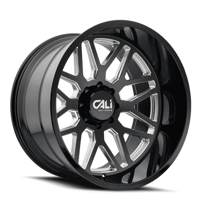 Cast Aluminum Wheels Invader 9115 GB-M 20x12 Milled Gloss Black 8 On 165.1 Bolt Pattern -51 Offset Cali Offroad Wheels