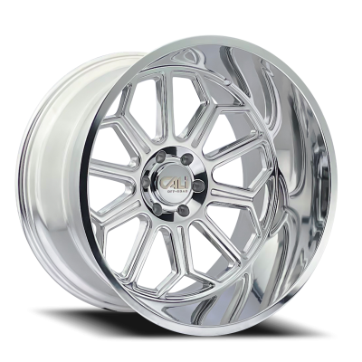 Cast Aluminum Wheels Auburn 9117 PO 24x14 Milled Spokes Polished 6 On 139.7 Bolt Pattern -76 Offset Cali Offroad Wheels