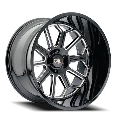 Cast Aluminum Wheels Auburn 9117 BM 20x9 Milled Gloss Black 8 On 165.1 Bolt Pattern -12 Offset Cali Offroad Wheels