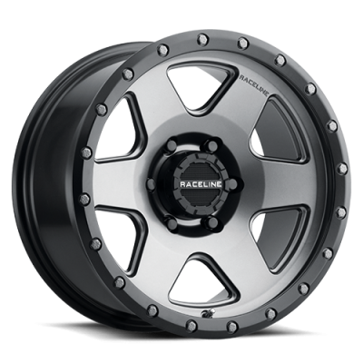 Aluminum Wheels 20x9 Boost 946G Satin Gunmetal Gray 6 Spoke 18 Offset 8 on 180 Bolt Pattern 130.81 Bore Raceline