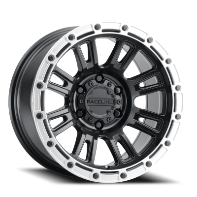 Aluminum Wheels 17x9 Compass 956BS Satin Black Silver Ring -12 Offset 8 on 170 Bolt Pattern 125.2 Bore Raceline