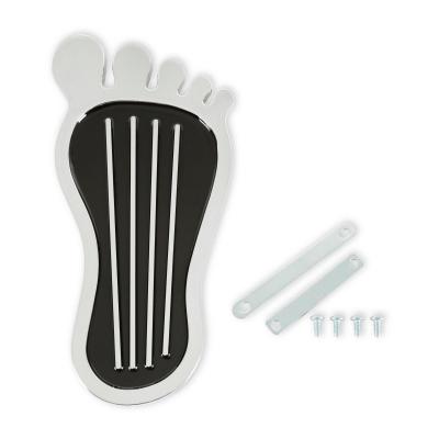 Foot Print Gas Pedal Pad Aluminum Chrome & Painted Black Trim Fits Most Gas Pedals Mr Gasket