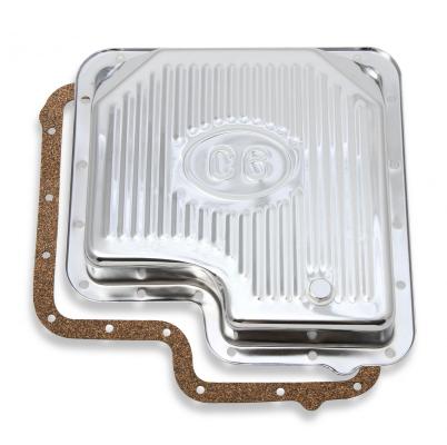 Transmission Oil Pan Chrome Fits Ford C6 Stock Depth and Capacity Finned Design Mr Gasket