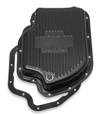 Transmission Oil Pan Black Steel Fits GM TH400 Deep pan 2 quart extra Capacity Finned Design Mr Gasket