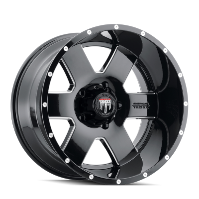 Armor AT155 Gloss Black Milled 18X9 5-139.7 -12MM 87.1MM Off Road Wheels American Truxx