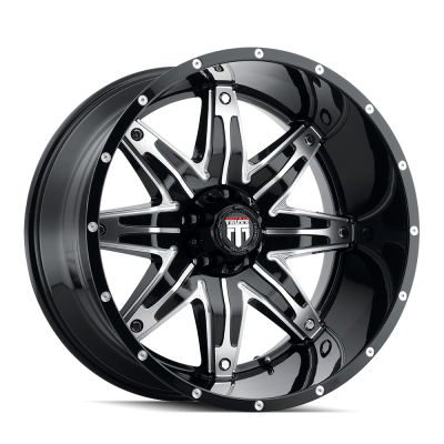 Lonestar AT185 Gloss Black Machined 22X12 6-139.7 -44MM 106.1MM Off Road Wheels American Truxx