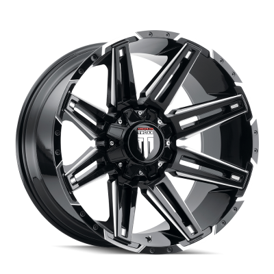 Boom AT1903 Gloss Black Milled 20X9 8-165.1 -12MM 125.2MM Off Road Wheels American Truxx