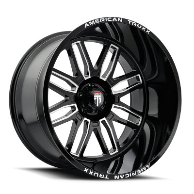 Restless AT1915 Black Milled 22X12 6-139.7 -44MM 106MM Off Road Wheels American Truxx