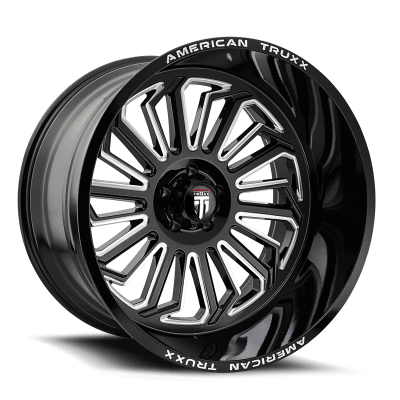 Butcher AT1916 Gloss Black Milled 24X14 5-139.7 -76MM 87.1MM Off Road Wheels American Truxx