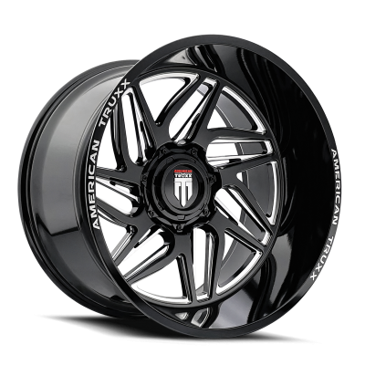 Goliath AT1917 Gloss Black Milled 20X10 8-165.1 -24MM 125.2MM Off Road Wheels American Truxx