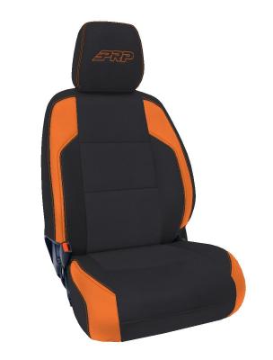 Front Seat Covers for 2016-2023 Toyota Tacoma with Electric Seat Adjusters Pair Black and Orange PRP Seats