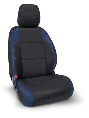 Front Seat Covers for 2016-2023 Toyota Tacoma with Electric Seat Adjusters Pair Black and Navy Blue PRP Seats